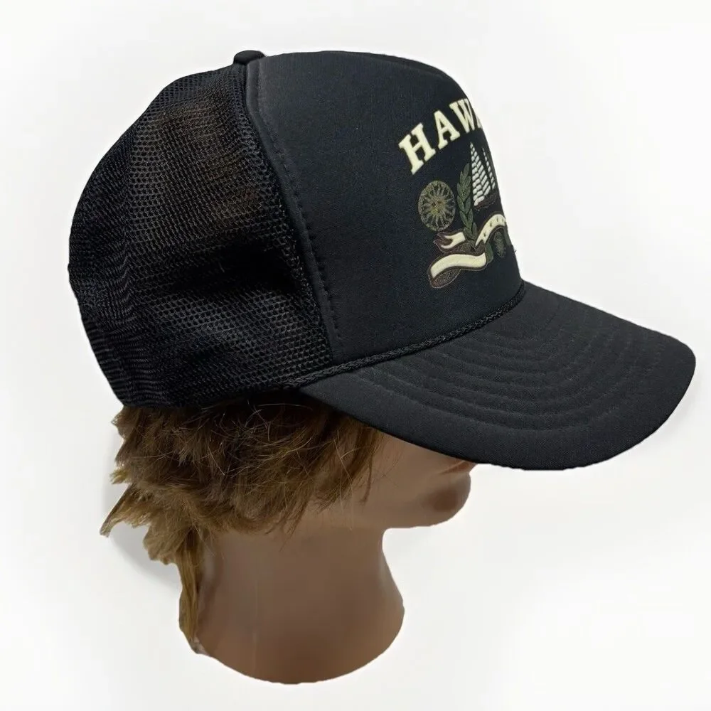 VTG 90s Hawaii Foam Rope Golf Trucker Hat Snapback Mesh Cap Nissin Black